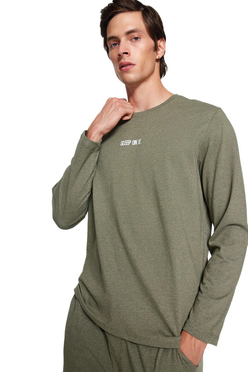 Trendyol muška Moto kućna odjeća s dugim rukavima Obični komplet pidžama