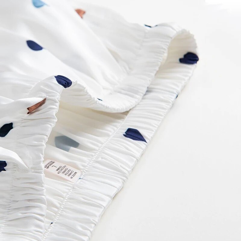 Novi jesenski komplet pidžama Ženska satenska svilena spavaćica s dugim rukavima Pidžama s reverom s otisnutim ljubavnim motivom Ženska modna salonka Kućna odjeća