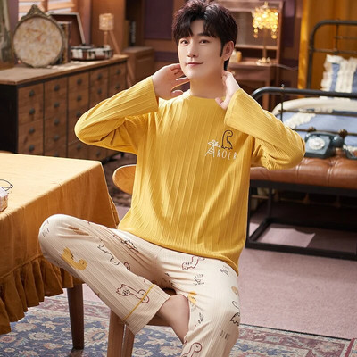 Kevadised pikad varrukad Magamispüksid Püksid Öörõivad Meestele Puuvillane Pidžaama Ülikond Meestele Multifilm vabaaja koduriided Pjs Homme