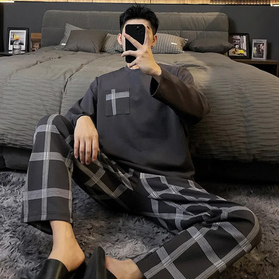 Kevadised pikad varrukad Magamispüksid Püksid Öörõivad Meestele Puuvillane Pidžaama Ülikond Meestele Multifilm vabaaja koduriided Pjs Homme