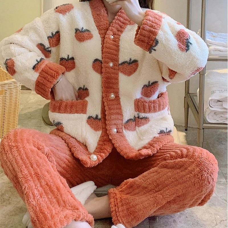 Bow naiste pidžaamakomplekt fliisist magamisriided, talve 2-osalised püksid, koduülikond koheva nööbiga armas Piiama soe samet ööriietus 2023 uus