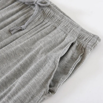 Пролет/есен Мъжка модална вискозна тънка пижама с дълъг ръкав и дълги панталони Пуловери Едноцветни пижами от 2 бр.