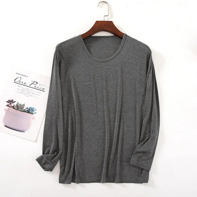 Pavasario/rudens vyriškos Modalinės viskozės plonos ilgomis rankovėmis ilgos kelnės pižamos megztiniai, vienspalviai 2 vnt. kostiumo pižamos vyrams