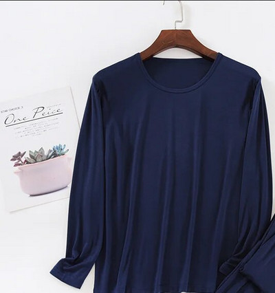 Pavasario/rudens vyriškos Modalinės viskozės plonos ilgomis rankovėmis ilgos kelnės pižamos megztiniai, vienspalviai 2 vnt. kostiumo pižamos vyrams