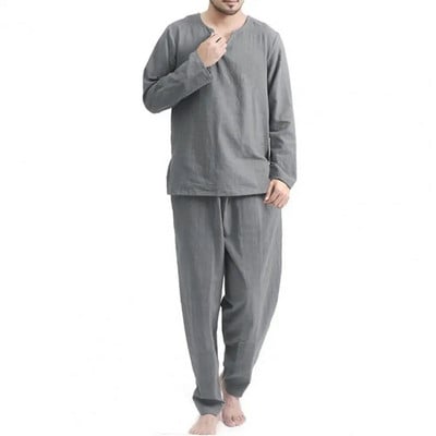 2tk/komplekt Pidžaamakomplektid Meeste ühevärvilised pikkade varrukatega pulloverid, elastne vöökoht, püksid, pidžaamad, meeste magamisriided, ööriided, pidžaama homme