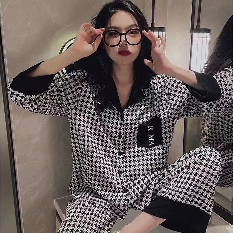 Zimski karirani set ženskih pidžama odijelo s mekim ležernim džemperom Ženske hlače s dugim rukavima Odjeća za spavanje Kućna odjeća Pidžame