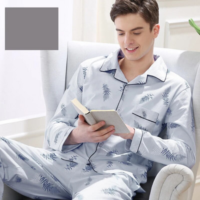 100% pamučna pidžama za muškarce, 2 komada dnevnih pidžama za spavanje, karirana proljetna spavaćica, kućna odjeća, muška pižama, komplet pidžama od čistog pamuka