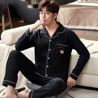 100% pamučna pidžama za muškarce, 2 komada dnevnih pidžama za spavanje, karirana proljetna spavaćica, kućna odjeća, muška pižama, komplet pidžama od čistog pamuka