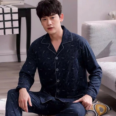 100% pamučna pidžama za muškarce, 2 komada dnevnih pidžama za spavanje, karirana proljetna spavaćica, kućna odjeća, muška pižama, komplet pidžama od čistog pamuka