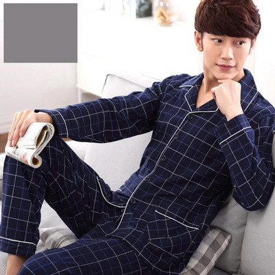 100% pamučna pidžama za muškarce, 2 komada dnevnih pidžama za spavanje, karirana proljetna spavaćica, kućna odjeća, muška pižama, komplet pidžama od čistog pamuka