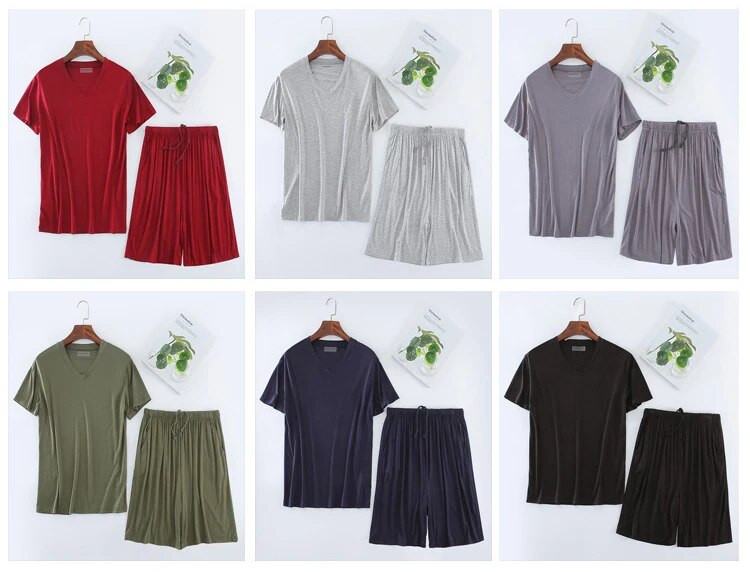 Meeste magamisriided Pidžaama Modal T-särgi topid lühikeste pükstega Koduriiete ülikond Lühikeste varrukatega lühikesed püksid vabaaja 8xl suures suuruses pidžaamakomplekt meestele