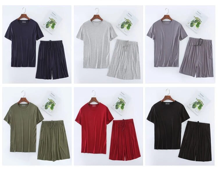 Meeste magamisriided Pidžaama Modal T-särgi topid lühikeste pükstega Koduriiete ülikond Lühikeste varrukatega lühikesed püksid vabaaja 8xl suures suuruses pidžaamakomplekt meestele