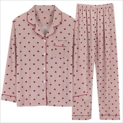 Didelio dydžio rudens/žiemos ilgomis rankovėmis pižamos rinkinys Moteriškas megztinio komplektas su taškuota kelnių namų apranga Pavasario ir rudens išoriniai drabužiai