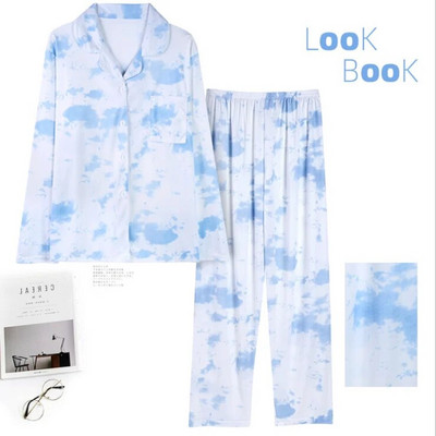 Didelio dydžio rudens/žiemos ilgomis rankovėmis pižamos rinkinys Moteriškas megztinio komplektas su taškuota kelnių namų apranga Pavasario ir rudens išoriniai drabužiai