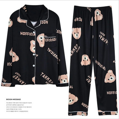 Didelio dydžio rudens/žiemos ilgomis rankovėmis pižamos rinkinys Moteriškas megztinio komplektas su taškuota kelnių namų apranga Pavasario ir rudens išoriniai drabužiai