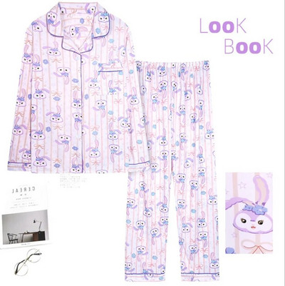 Didelio dydžio rudens/žiemos ilgomis rankovėmis pižamos rinkinys Moteriškas megztinio komplektas su taškuota kelnių namų apranga Pavasario ir rudens išoriniai drabužiai