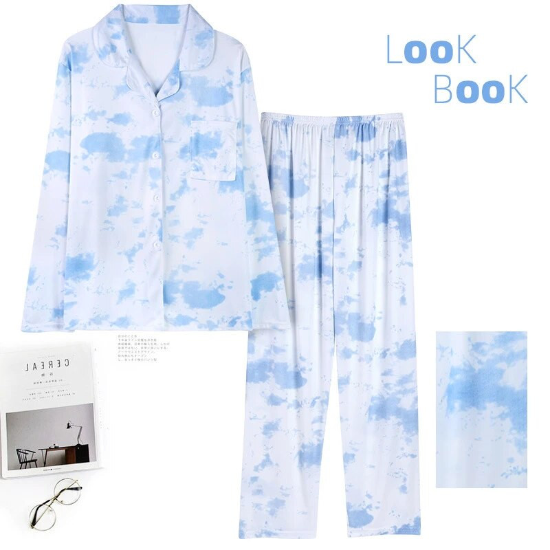 Didelio dydžio rudens/žiemos ilgomis rankovėmis pižamos rinkinys Moteriškas megztinio komplektas su taškuota kelnių namų apranga Pavasario ir rudens išoriniai drabužiai