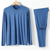 Modalna muška pidžama Široka široka komplet hlača dugih rukava s polu visokim ovratnikom Odjeća za kućanstvo Kućna odjeća Muška pidžama XL-4XL