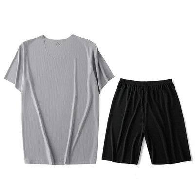Muška pidžama od ledene svile, majica i hlača, set od 2 komada / set kod kuće, spavaćica kratkih rukava, velika ljetna tanka pidžama, odijelo za spavanje