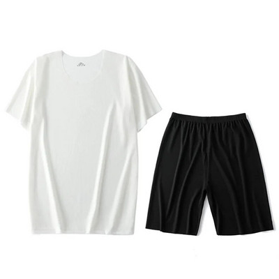 Muška pidžama od ledene svile, majica i hlača, set od 2 komada / set kod kuće, spavaćica kratkih rukava, velika ljetna tanka pidžama, odijelo za spavanje