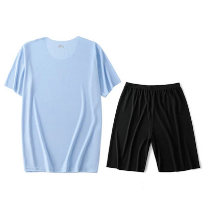 Muška pidžama od ledene svile, majica i hlača, set od 2 komada / set kod kuće, spavaćica kratkih rukava, velika ljetna tanka pidžama, odijelo za spavanje