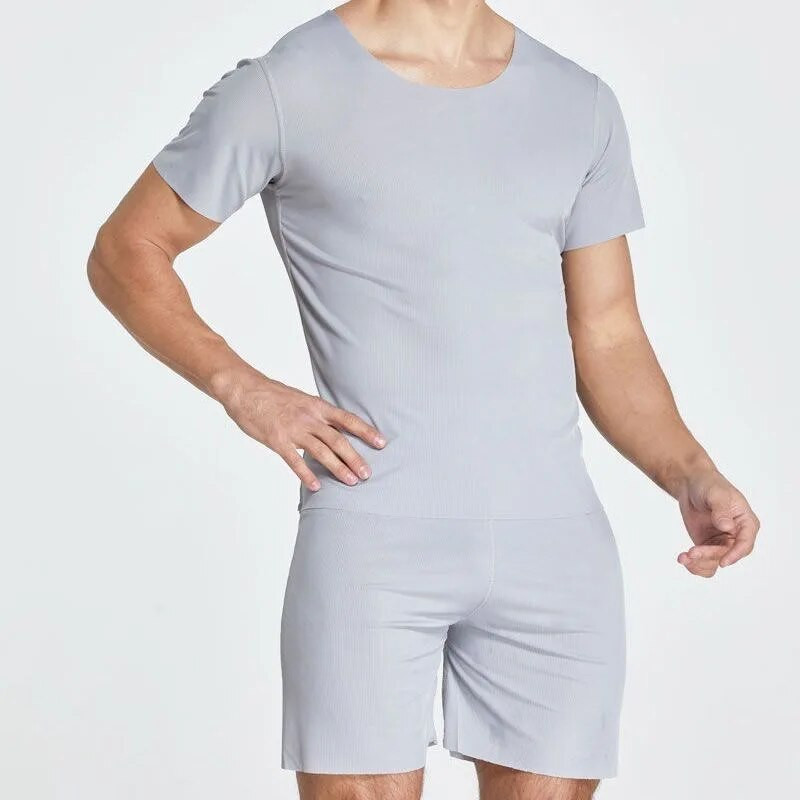 Muška pidžama od ledene svile, majica i hlača, set od 2 komada / set kod kuće, spavaćica kratkih rukava, velika ljetna tanka pidžama, odijelo za spavanje