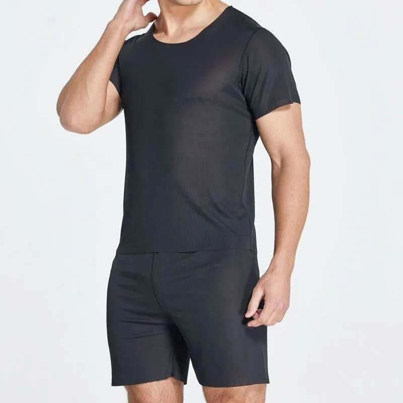 Muška pidžama od ledene svile, majica i hlača, set od 2 komada / set kod kuće, spavaćica kratkih rukava, velika ljetna tanka pidžama, odijelo za spavanje