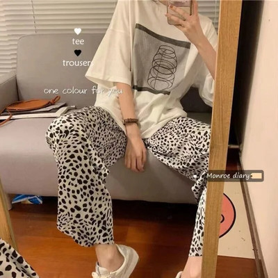 Moteriški pižamų rinkiniai Plaid XXL miegui trumpomis rankovėmis kelnės Pižamos vasaros animacinių filmų pižamos Mujer Moteriški poilsio drabužiai Laisvalaikio namų apranga