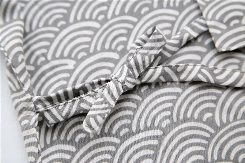 Γιαπωνέζικο απλό 100% γάζα βαμβακερό σορτς κιμονό πιτζάμες ανδρικά σετ Fashion Wave κοντά μανίκια σορτς μπουρνούζια υπνοδωμάτια