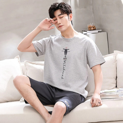 Trendyol Print Ανδρικές καρό Πυτζάμες Ανδρικές Πυτζάμες Καλοκαιρινές Βαμβακερές Λεπτές Ανδρικές Πιτζάμες Hombre Σετ Causual Άνετες πιτζάμες homme