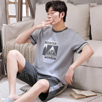 Trendyol Print Ανδρικές καρό Πυτζάμες Ανδρικές Πυτζάμες Καλοκαιρινές Βαμβακερές Λεπτές Ανδρικές Πιτζάμες Hombre Σετ Causual Άνετες πιτζάμες homme