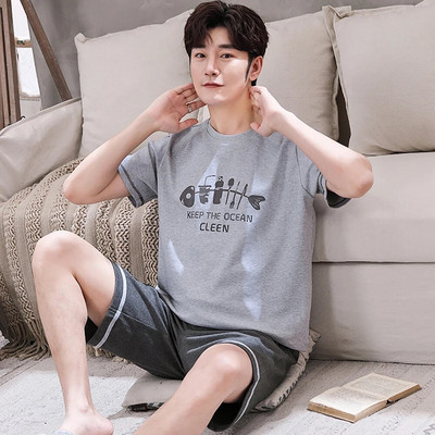 Trendyol Print Ανδρικές καρό Πυτζάμες Ανδρικές Πυτζάμες Καλοκαιρινές Βαμβακερές Λεπτές Ανδρικές Πιτζάμες Hombre Σετ Causual Άνετες πιτζάμες homme