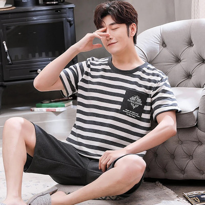 Trendyol Print Ανδρικές καρό Πυτζάμες Ανδρικές Πυτζάμες Καλοκαιρινές Βαμβακερές Λεπτές Ανδρικές Πιτζάμες Hombre Σετ Causual Άνετες πιτζάμες homme