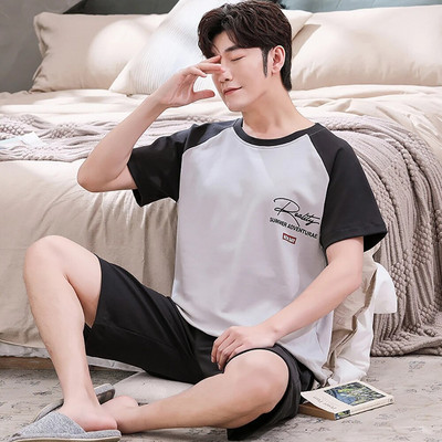 Trendyol Print Ανδρικές καρό Πυτζάμες Ανδρικές Πυτζάμες Καλοκαιρινές Βαμβακερές Λεπτές Ανδρικές Πιτζάμες Hombre Σετ Causual Άνετες πιτζάμες homme