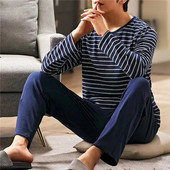 Ja sügiskevadised koduriided Talvised triibulised pidžaamad, uued tüdrukud, sobivad meestele ja poistele pikkade varrukatega stiilis