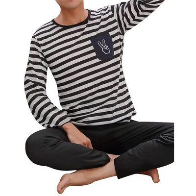 Ja sügiskevadised koduriided Talvised triibulised pidžaamad, uued tüdrukud, sobivad meestele ja poistele pikkade varrukatega stiilis