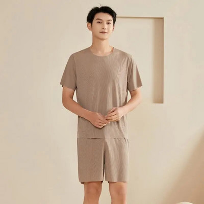 Καλοκαιρινό ανδρικό κοστούμι πιτζάμες μπλουζάκι Σορτς για το σπίτι Ανδρικά ρούχα χωρίς ίχνος στρογγυλή λαιμόκοψη Casual καλοκαιρινά casual σετ ρούχων σπιτιού