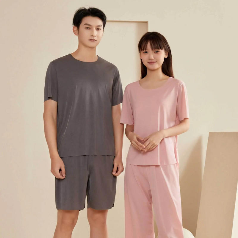 Καλοκαιρινό ανδρικό κοστούμι πιτζάμες μπλουζάκι Σορτς για το σπίτι Ανδρικά ρούχα χωρίς ίχνος στρογγυλή λαιμόκοψη Casual καλοκαιρινά casual σετ ρούχων σπιτιού