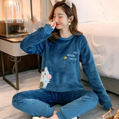 Sügisene talvine flanellist naiste pidžaamakomplekt, fliisist pidžaama, paksendatud soe pluss samet naiste koduriiete komplekt armas armas pidžaama