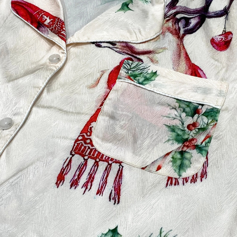 Šiaurės elnių spausdinimas Kalėdų naujos moteriškos pižamos, ilgomis rankovėmis ir kelnių 2 vnt. rinkinys, šilko tekstūra ir patogus, pagerins savijautą