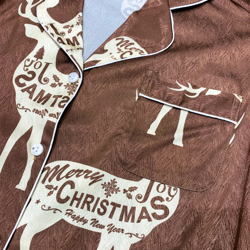 Nova božićna ženska pidžama s printom sobova, komplet od 2 komada dugih rukava i hlača, udobna i lijepa božićna spavaćica