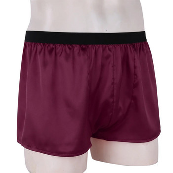 Ανδρικά σορτς πιτζάμα από μεταξωτό φαρδύ μεγάλο μέγεθος ύπνου για άντρες Sissy Satin Breathable Homewear Robes Shorts