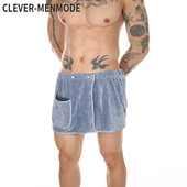 CLEVER-MENMODE Meeste Kantavad rätikupüksid, magamispüksid Seksikad Culottes Pidžaamad Kohevad ööriided Saunatasku Paksud koduriided