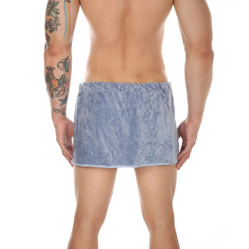 CLEVER-MENMODE Мъжки хавлиени панталони за носене Долнище за сън Секси кюлоти Пижами Пухкаво нощно облекло Сауна Джоб Дебело домашно облекло