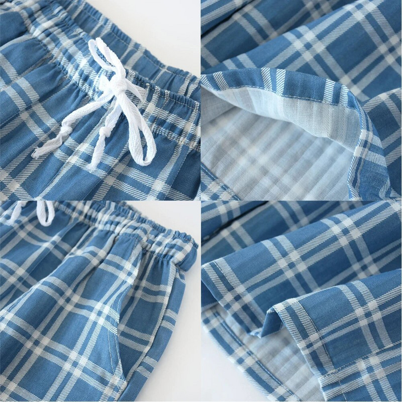 Medvilniniai vyriški vasariniai laisvalaikio laisvi elastingi juosmens langiniai pižamos apatiniai trumpos kelnės miegui su raišteliu ilgi bokseriniai šortai