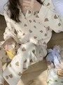 Košulje s medvjedom iz crtanog filma + hlače Dvodijelni komplet pidžama Ženska korejska spavaćica s kawaii printom Pamučno kućno odijelo Vintage kućna odjeća