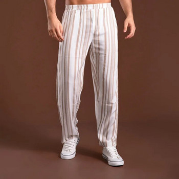 Мъжко раирано долнище за сън Разхлабване Тънки големи размери Модни удобни домашни облекла Ежедневни панталони