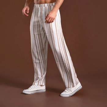 Мъжко раирано долнище за сън Разхлабване Тънки големи размери Модни удобни домашни облекла Ежедневни панталони