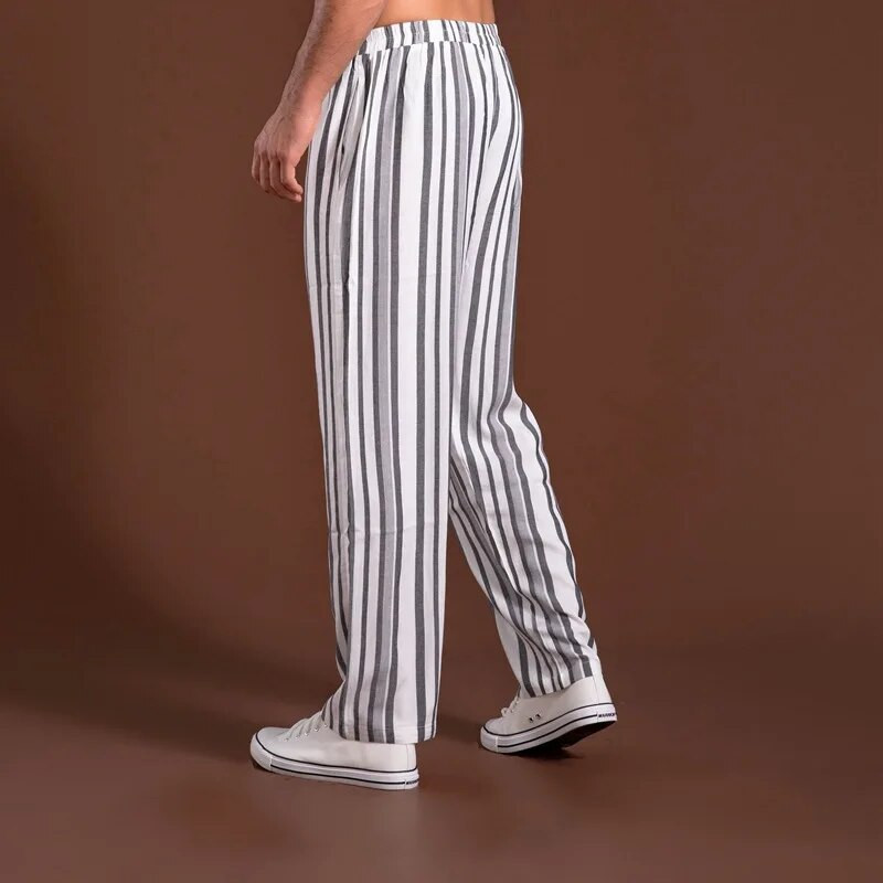 Muške prugaste donje hlače za spavanje, tanke, velike, modne, udobne, ležerne hlače
