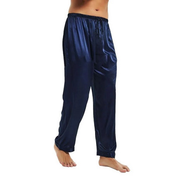 Мъжки имитирани копринени пижами Панталони Долнище за спане Спално облекло Спално облекло Панталони С връзки Еластична талия Свободни ежедневни домашни дрехи